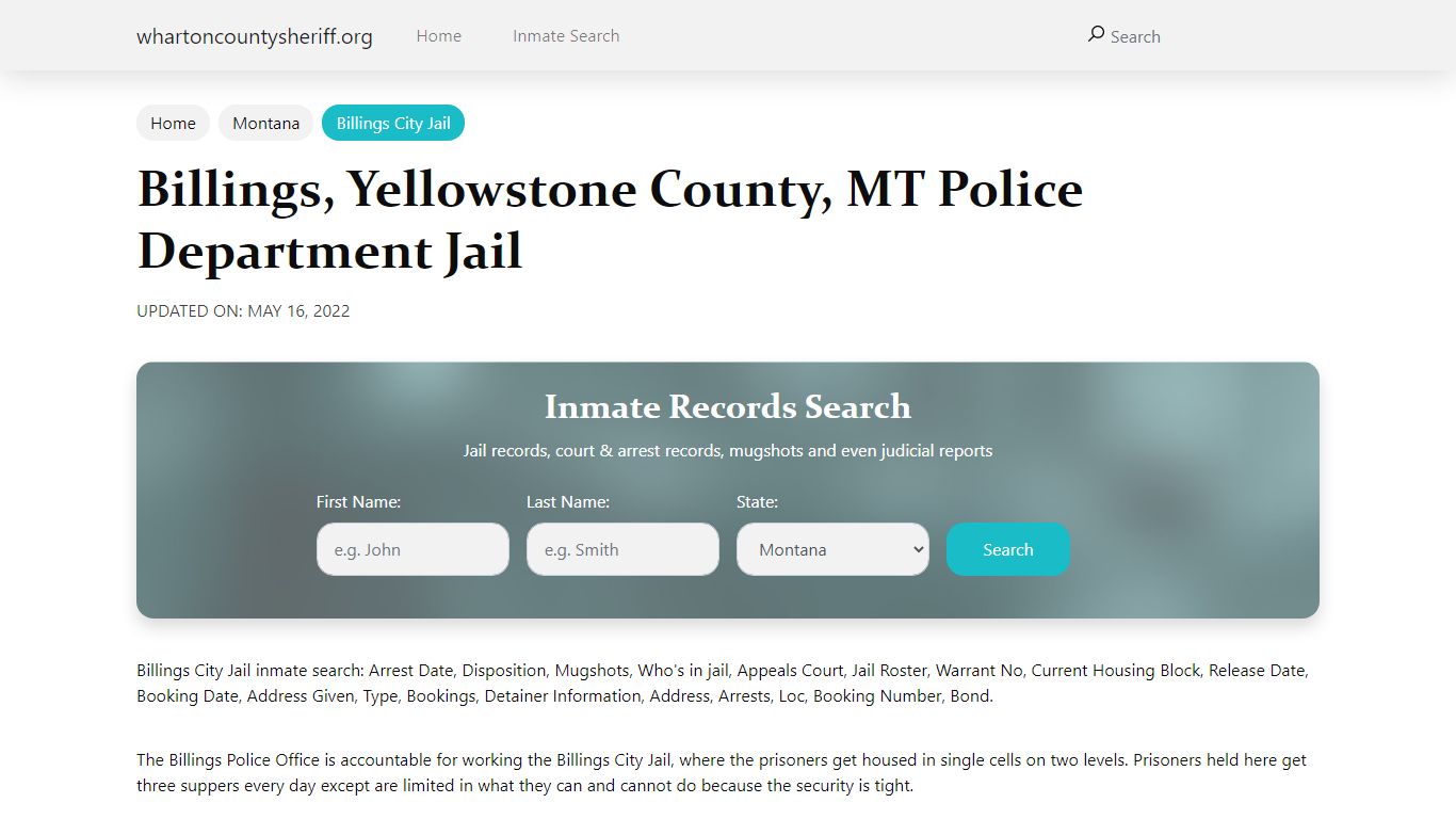 Billings, MT City Jail Inmates, Arrests